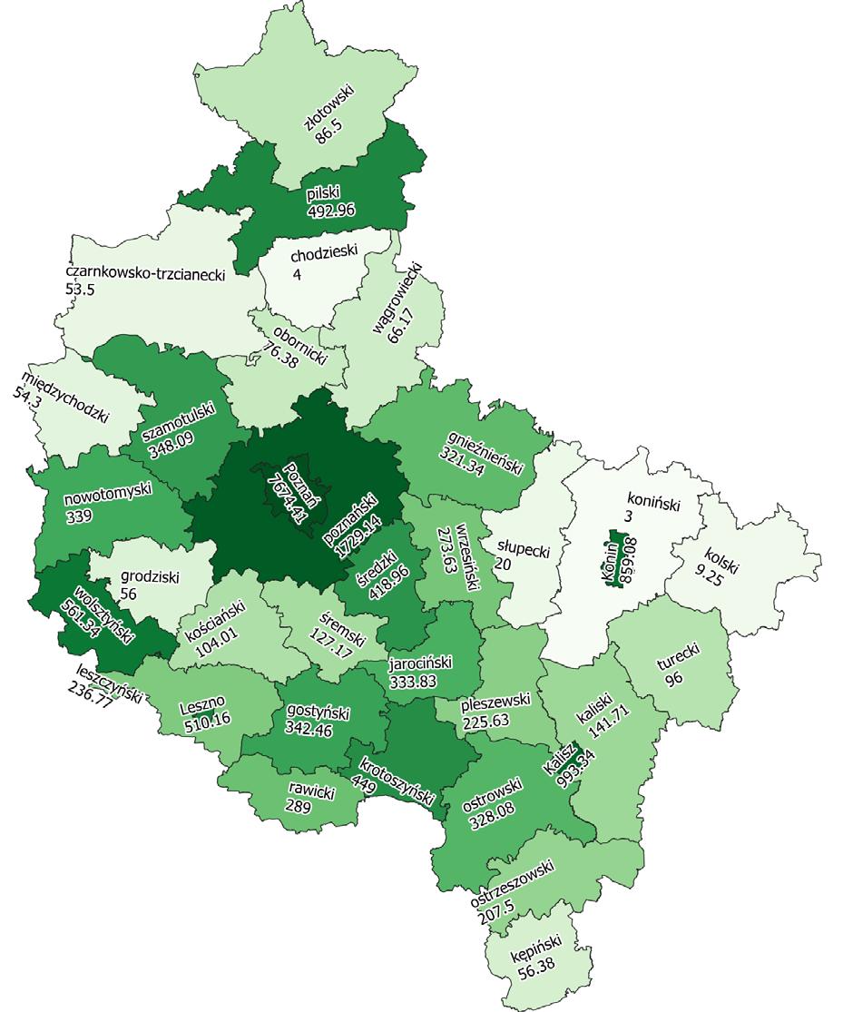 Powiaty WLP w SSM 2018 Najsilniejszym sportowo powiatem w WLP jest Poznań 2. m-ce kraj, 7 674,41 pkt.