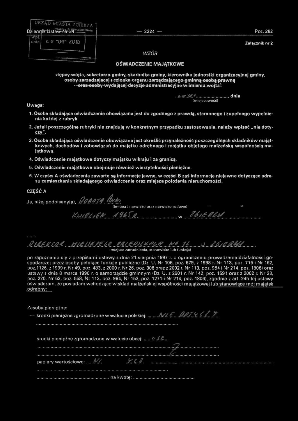 URZĄD MIASTAZGIERZA Djzienrttrt)sl^^?f ufli l '!czen i, tw(;n ' 2224 Poz.