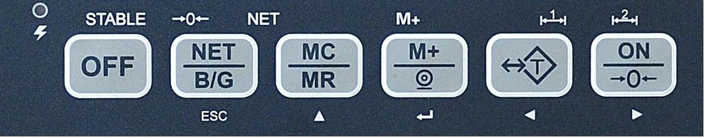 Widok klawiatury Objaśnienia do klawiatury P r z yc i s k O p i s OFF NET B/G MC MR Aby wyłączyć wagę naciśnij i przytrzymaj klawisz OFF, na wyświetlaczu pojawi się napis OFF,będzie się wyświetlał