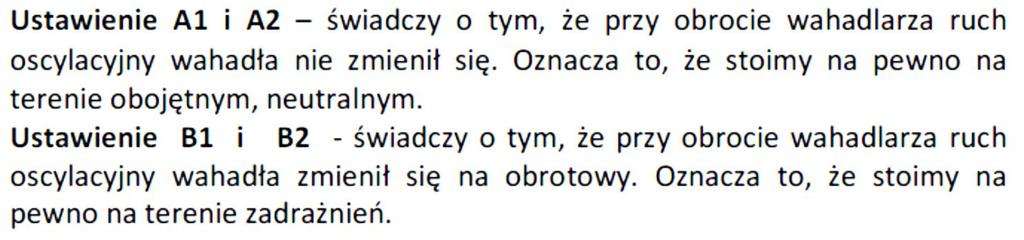 Oba przypadki ruchu oscylacyjnego świadczą o tym, że na wahadlarza nie działają w tej sytuacji żadne dodatkowe, zewnętrzne siły pobudzające organizm i powodujące ruch wahadła.