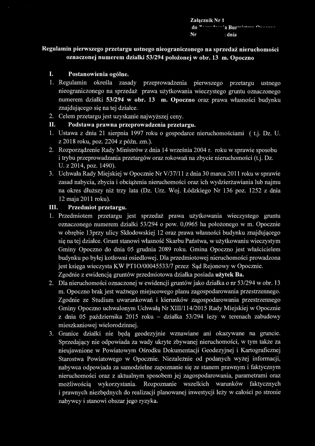 Załącznik Nr 1 do Za1.:~~dzenia Burmistrza Opoczna Nr.7.6p..Q/j z dnia :2.5.. {!.9,,~Q/f,.