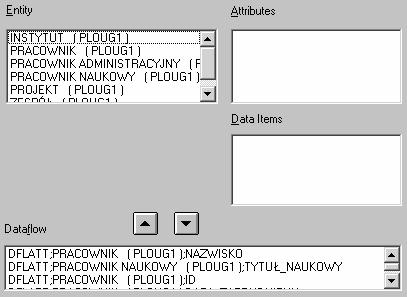 Przepływ moŝe zajść między: dwiema funkcjami, funkcją a składnicą danych, funkcją a bytem zewnętrznym.