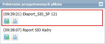 Jak wykonać eksport danych do SIO z aplikacji Kadry VULCAN? 5/7 5. Poczekaj, aż plik zostanie przygotowany i pojawi się w panelu Pobieranie przygotowywanych plików.