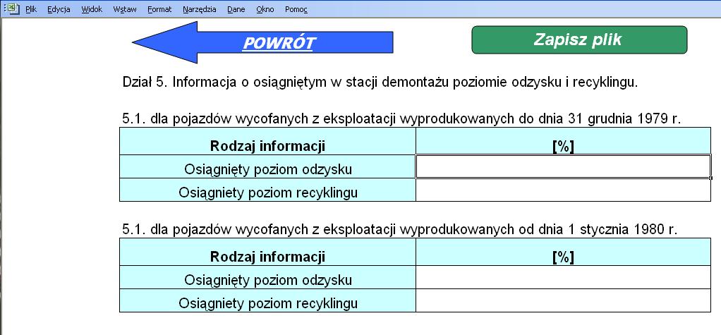 Sprawozdanie roczne krok po kroku Program nie oblicza samoczynnie poziomów
