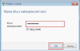 Krok 3: Kliknij przycisk Połącz. Krok 4: Wprowadź klucz zabezpieczeń (WPA2-PSK) i wybierz OK.