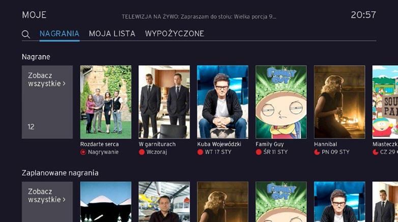 Zmiana domyślnej ścieżki dźwiękowej podczas oglądania filmu Aby zmienić ścieżkę dźwiękową podczas oglądania filmu, naciśnij przycisk INFORMACJE O PROGRAMIE w trakcie oglądania, następnie w MENU