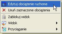 Edycja wartości obciążeń wchodzących w skład obciążenia ruchomego.