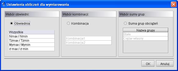 Wymiarowanie zbiorcze mego układu obliczenia statyczne.