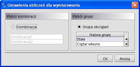Wymiarowanie zbiorcze przy obliczaniu statyki układów z cięgnami, obwiednia nie jest liczona, nie jest też na nią wykonywane wymiarowanie.