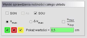 Stąd w programie nie ma możliwości wymiarowania układów z cięgnami, na siły wewnętrzne będące sumą sił z grup obciążeń a jedynie na siły dla jednej wybranej i zaznaczonej grupy.