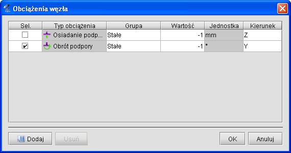 34 Obciążenia pręta i podpory W menu górnym Edycja znajdują się także funkcje umożliwiające zaznaczenie, usunięcie zaznaczenia i odwrócenie zaznaczenie wszystkich prętów oraz węzłów.