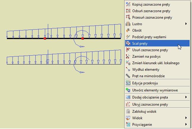 Tworzenie przykładowej konstrukcji Wszystkie pręty muszą mieć taki sam przekrój. Wszystkie pręty muszą należeć do jednej grupy prętów.