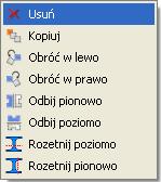 Przekroje elementów Wstawianie kopii zaznaczonego profilu. Obrót zaznaczonego przekroju w lewo o 45 stopni.