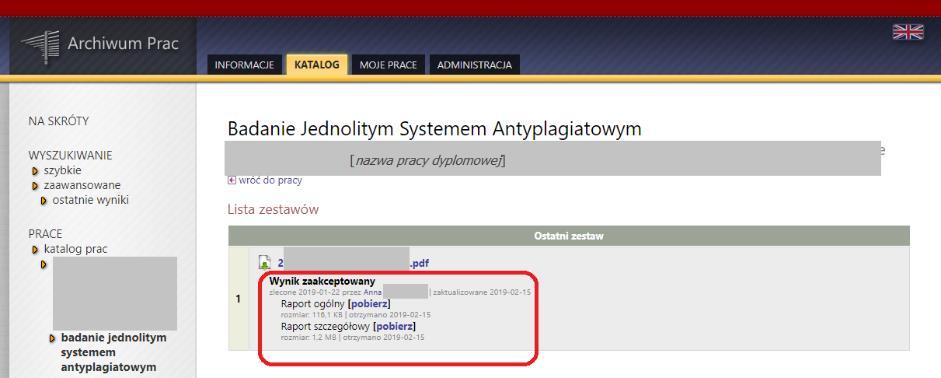Po zaakceptowaniu wyniku badania należy wydrukować raport ogólny korzystając z przycisku Raport ogólny - pobierz.