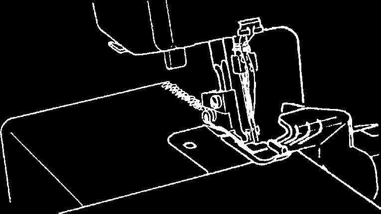 Kończenie szycia [] Kiedy przeszycie jest gotowe, nie zatrzymuj maszyny tylko na zwolnionych obrotach wykonaj łańcuszek nici na długość około cm ( ).