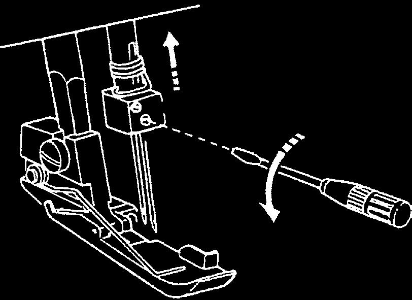 Wymiana igły Wyłącz przycisk zasilania i odłącz maszynę z zasilania. Podnieś igłę do jej najwyższej pozycji. Poźniej poluzuj prawą lub lewą śrubę zaciskową igły, dla igły którą zamierzasz wymienić.
