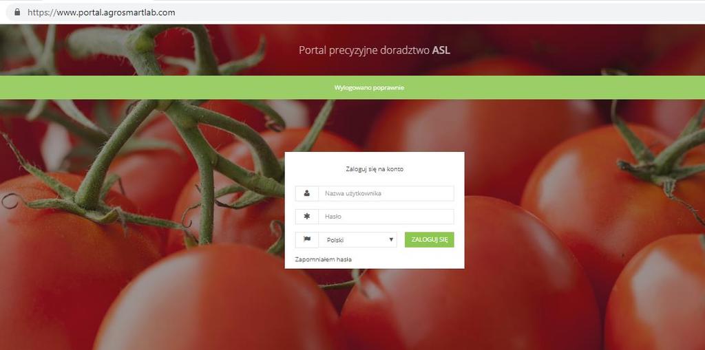 DOSTĘP DO PORTALU Wejdź na stronę portalu: www.portal.agrosmartlab.