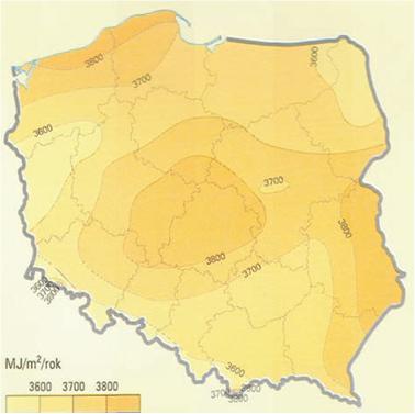 Gmina Bierawa położona jest na obszarze, gdzie usłonecznienie względne w ciągu roku (czyli liczba godzin z bezpośrednio widoczną tarczą słoneczną) waha się w