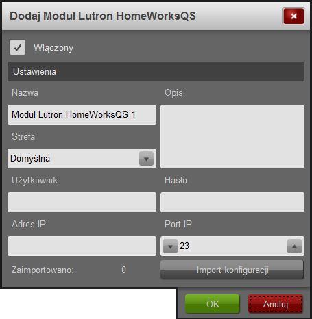 1.1.2 Konfiguracja Modułu Lutron Rysunek 2: Okno dodawania i modyfikacji Modułu Powyższy rysunek
