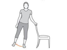 ĆWICZENIA NA STAW BIODROWY Stojąc prosto unieś nogę do tyłu utrzymując kolano wyprostowane. Nie pochylaj tułowia do przodu.