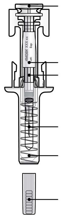 ampułko-strzykawki Cylinder ampułko-strzykawki Osłona zabezpieczająca ampułko-strzykawkę Sprężyna