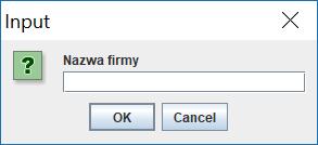 Mapy HashMap przykład 1 } } // Interakcyjna część programu: dla podanej w dialogu // nazwy firmy pokazywany jest jej adres while ((firmname = JOptionPane.showInputDialog ("Nazwa firmy"))!