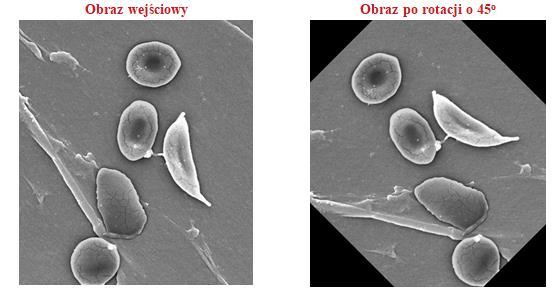 Przekształcenia geometryczne: rotacja rows,cols = img.shape M = cv2.