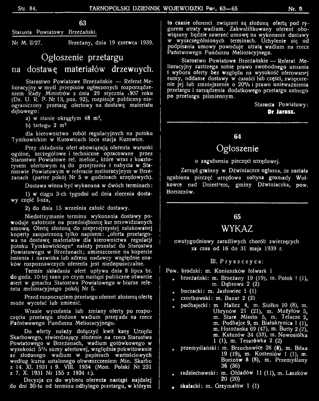 , które wraz z kosztorysem ofertowym są do przejrzenia i nabycia w Starosiwie Powiatowym w referacie melioracyjnym w Brzeżanach (parter pokój Nr 5 w godzinach urzędowych).