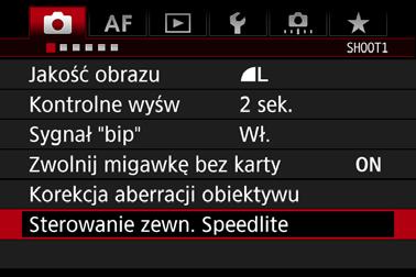 Sterowanie lampą z poziomu ekranu menu aparatu Aparaty cyfrowe EOS DIGITAL wprowadzone