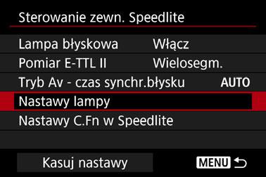 indywidualnych na ekranie menu aparatu.