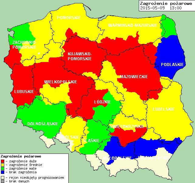 wody na głównych rzekach