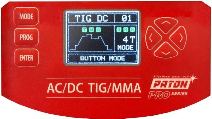 4.1 CYKL PROCESU SPAWANIA ŁUKOWEGO TIG DC 4T Funkcja przycisku sterowania uchwytem spawalniczym, spawarka posiada moduł bezstykowego zajarzenia łuku (oscylator), z wbudowanym zaworem dopływu gazu.