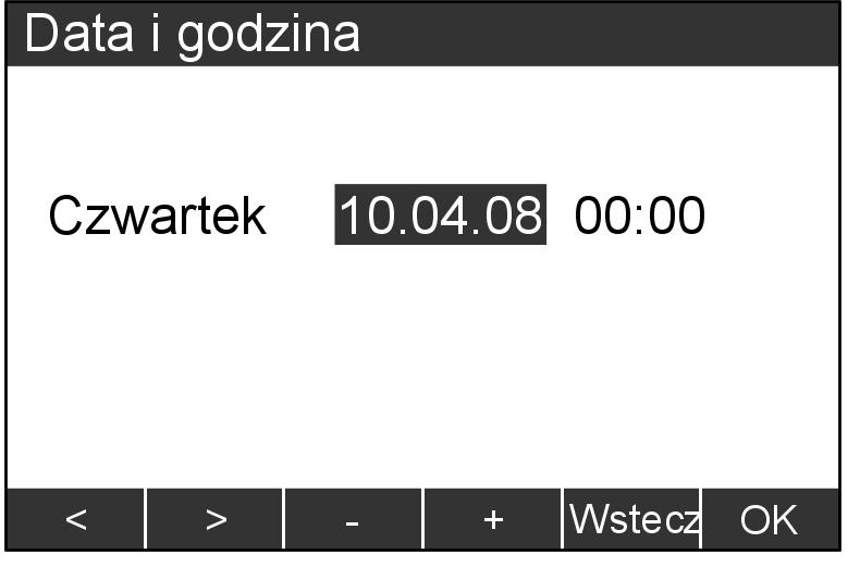 Dalsze nastawy Data i godzina (ciąg dalszy) 2. Data i godzina 3. Data i godzina 4. {/} dla ustawianej wartości (data, godzina) 5.