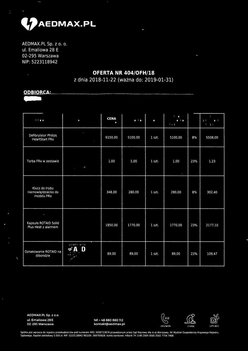 zestawie 1,00 1,00 1,00 23% 1,23 Klucz do trybu niemowlę/dziecko modelu FRx do 348,00 280,00 1 szt.