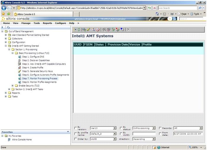 35. Wybierz pozycję Step 8. Monitor Profile Assignments (Krok 8. Monitorowanie przypisań profili). Na liście są wyświetlane komputery, dla których przypisano profile.