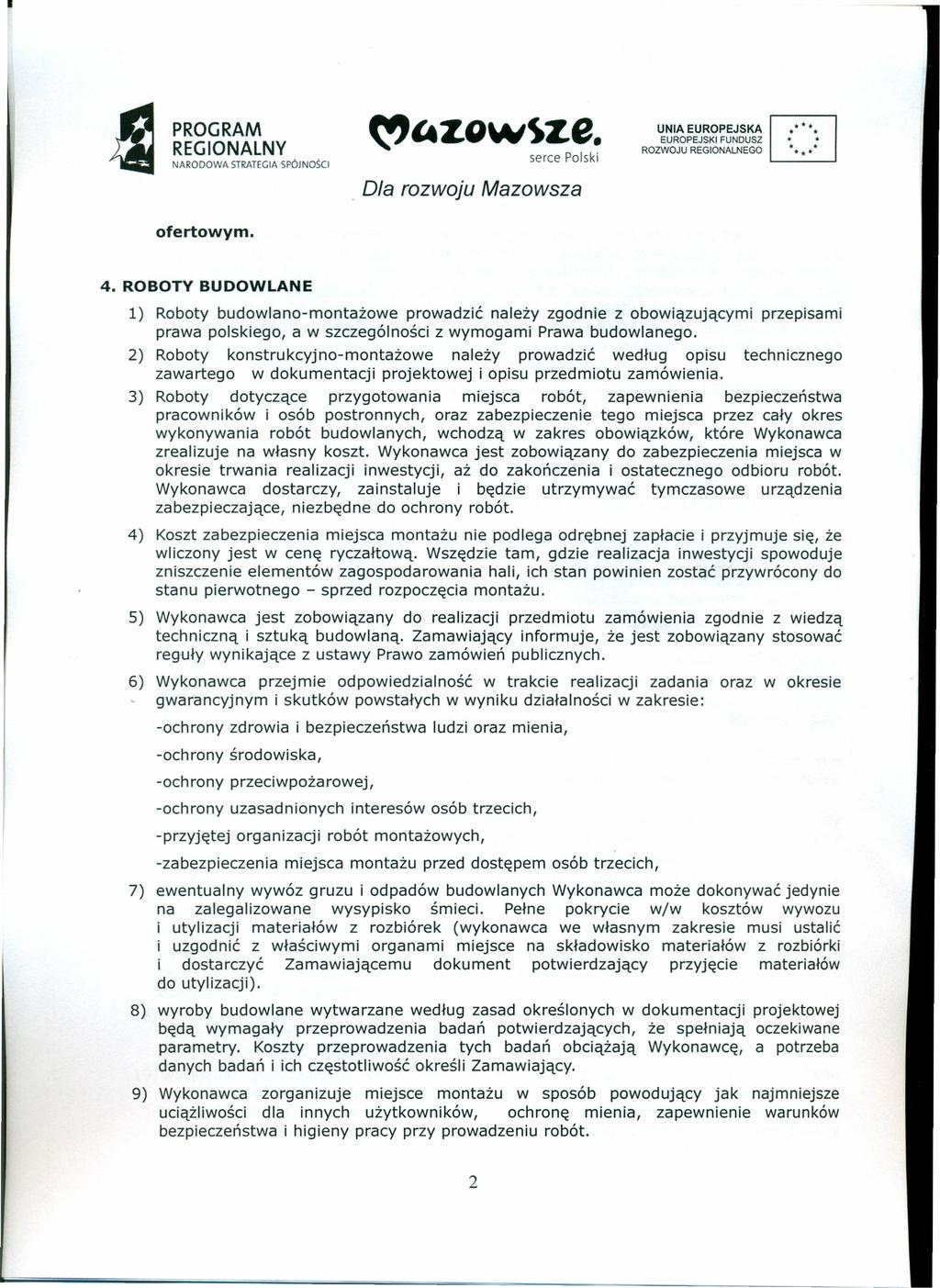 I ~c..zo\n\ze.. D/a rozwoju Mazowsza *.'.*.. *.* ofertowym. 4.