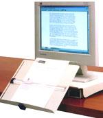 Uchwyt na dokument powinien znajdować się przed pracownikiem: między ekranem monitora i klawiaturą lub w innym miejscu w