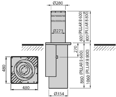 PILLAR B U-link rolling code er ready 30 V 3000 4 h Zapory drogowe PILLAR B przeznaczone do blokowania przejazdu w miejscach o bardzo intensywnym natężeniu ruchu.