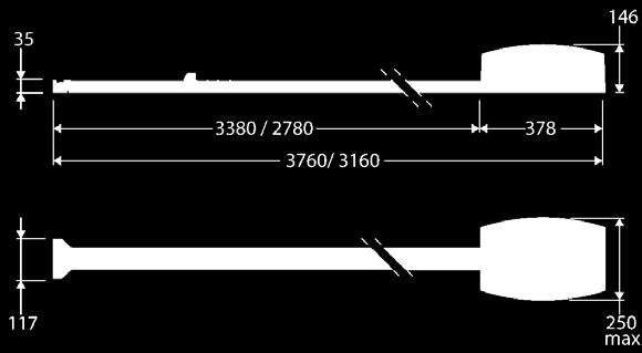 Napędy garażowe Model Siłownika Parametr EOS 10 Zasilanie 30V ±10% 50 Hz Silnik 4 V Moc pobierana 40 W Siła 100 N Wbudowane oświetlenie TAK - typu LED Prędkość pracy 5,0 m/min Wykrywanie przeszkód