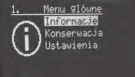 pracy Przy wciśnięciu przycisku menu wyświetlacza włącza się podświetlenie