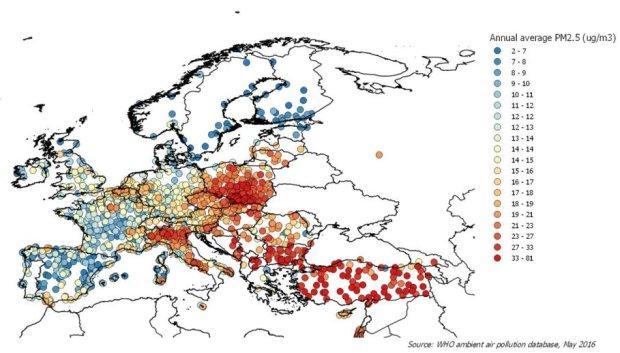 zanieczyszczonych miast w Europie 33