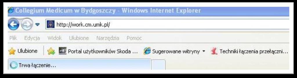 P R A C A Z S Y S T E M W O R K F L O W Pracę z aplikacją wniosku elektronicznego należy rozpocząć od uruchomienia dowolnej przeglądarki, (Internet