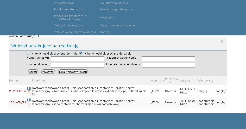 Kliknięcie na przycisk Edytuj zaznaczone wnioski spowoduje otwarcie domyślnego wniosku.