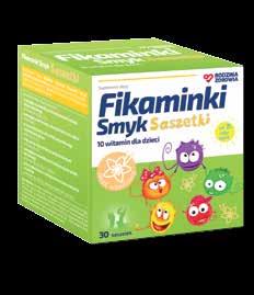 Fikaminki Smyk Saszetki Fikaminki 10 witamin 1 saszetka Smak bananowy 30 saszetek EAN: 5902666651280 Nr towaru: 121124 Smak waniliowy 30 saszetek EAN: 5902666651273 Nr towaru: 121126 Zalecana porcja