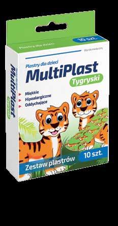 Plastry dla dzieci MultiPlast Tygryski Wodoodporne plastry dla dzieci MultiPlast Koniki Plastry MultiPlast Tygryski: są bezpieczne dla delikatnej skóry dziecka, są hipoalergiczne, zawierają