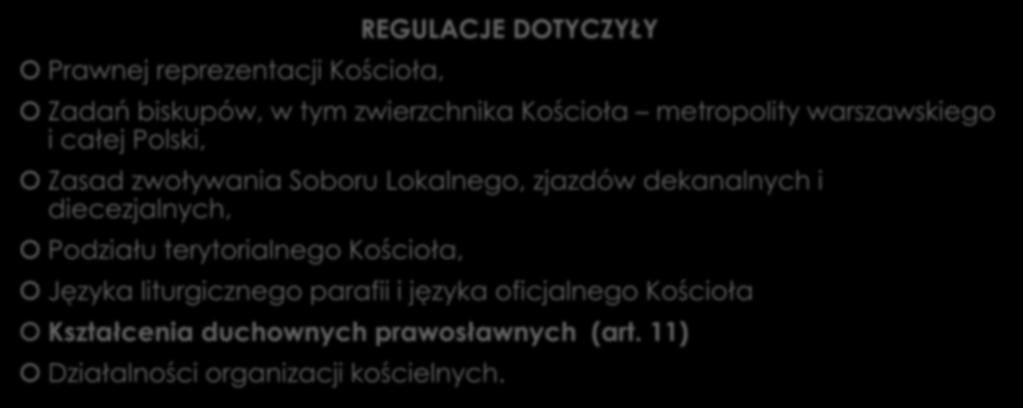 Zasad zwoływania Soboru Lokalnego, zjazdów dekanalnych i diecezjalnych, Podziału terytorialnego Kościoła, Języka