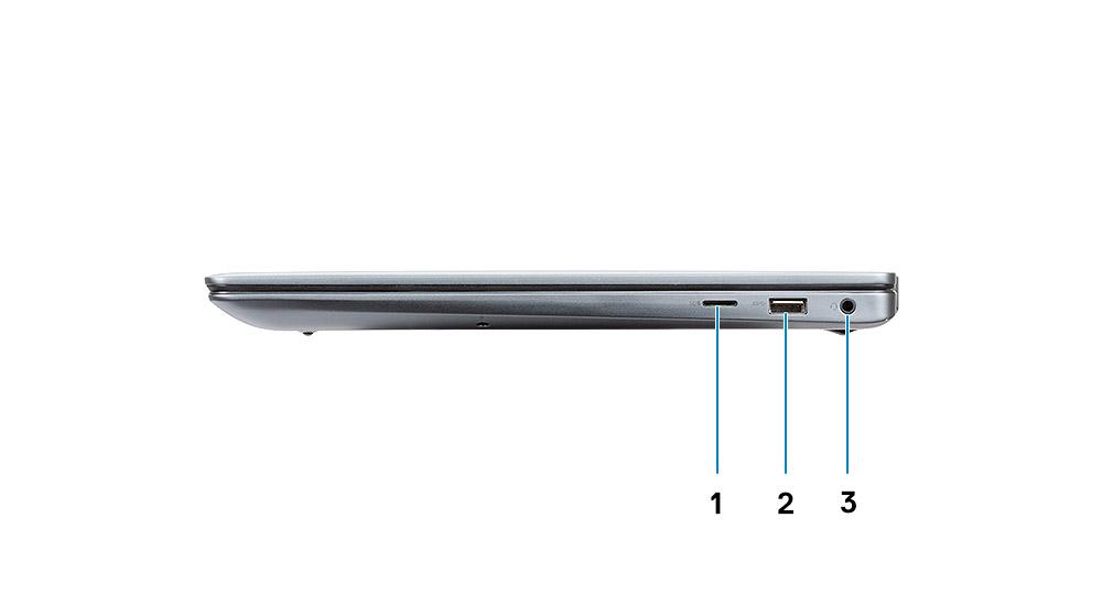 5 Wyświetlacz Widok z lewej strony Rysunek 2. Widok z lewej strony Złącze zasilacza Port HDMI 2.0 Port USB 3.