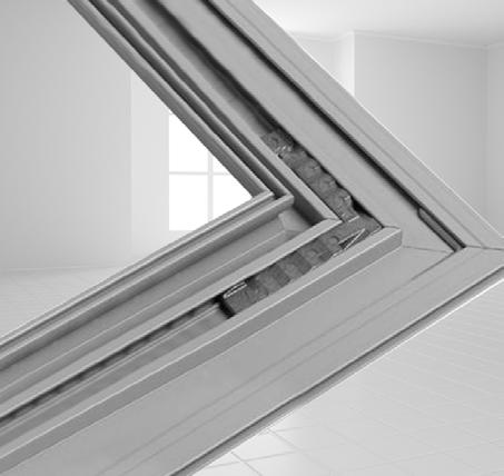 Poszczególne aluminiowe oblicówki profili łączone są w narożnikach ukośnych łącznikami narożnikowymi z odlewanego ciśnieniowo aluminium, tworząc ramę, a następnie są sklejane i mocno dociskane.