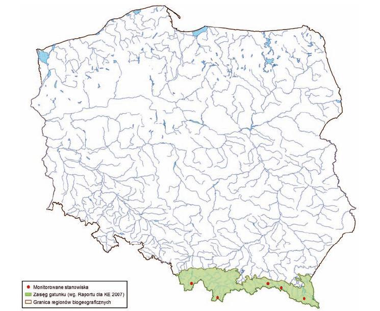 Występowanie niedźwiedzi brunatnych w Polsce (wg.