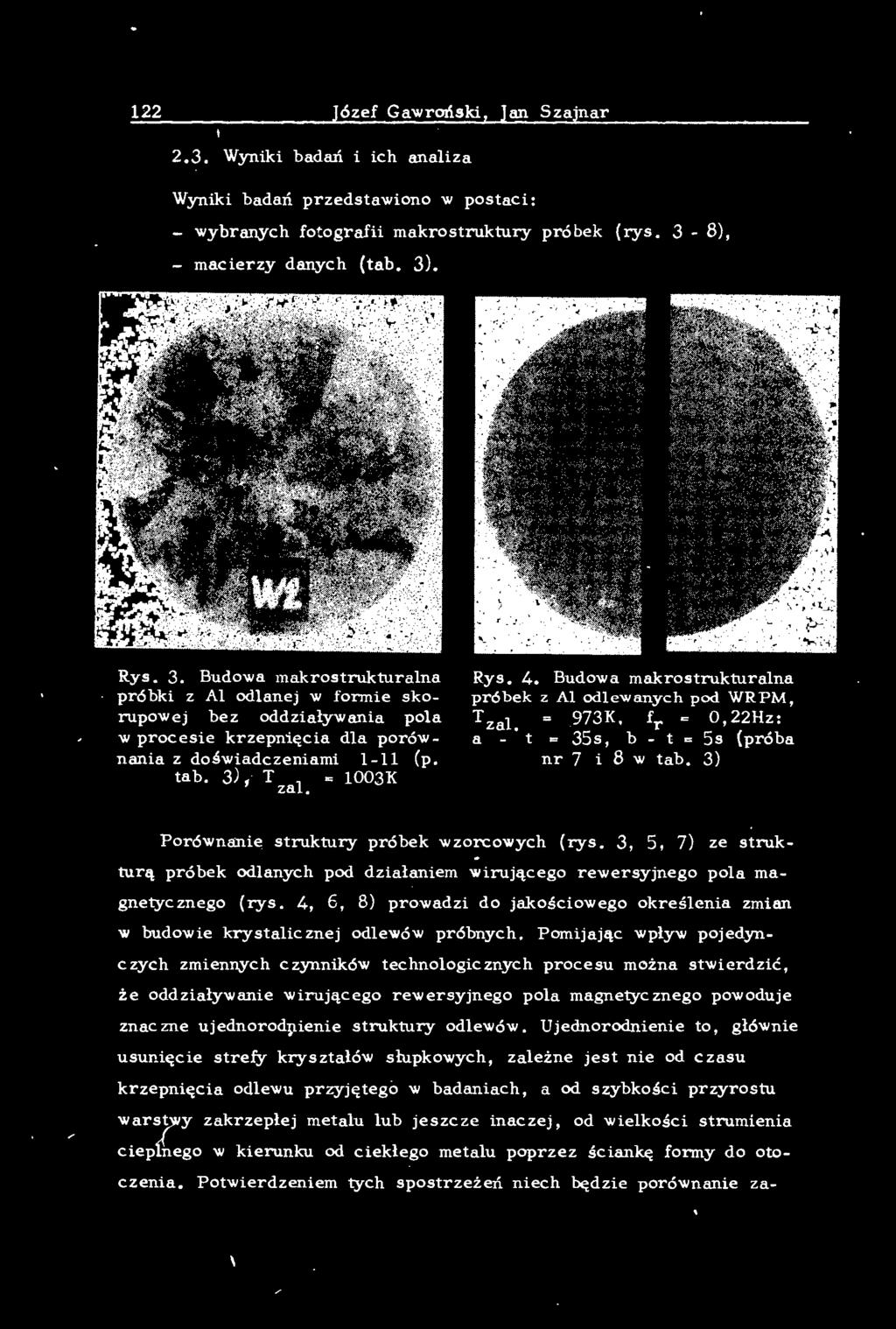 4, 6, 8) prowadzi do jakościowego określenia zmian w budowie krystalicznej odlewów próbnych.